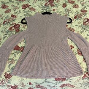 Express Women's Turtleneck Sweater with Shoulder Openings and Balloon Sleeves